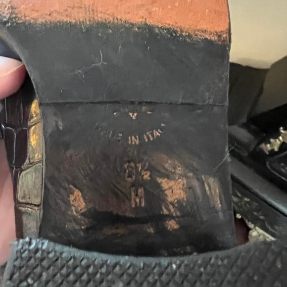 Brighton Black Croc Loafers Alligator shoes Women's 6.5 M Made in Italy - Picture 10 of 10